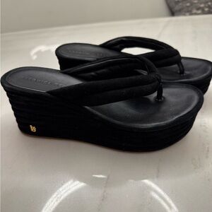 Veronica Beard Black Wedge Sandals